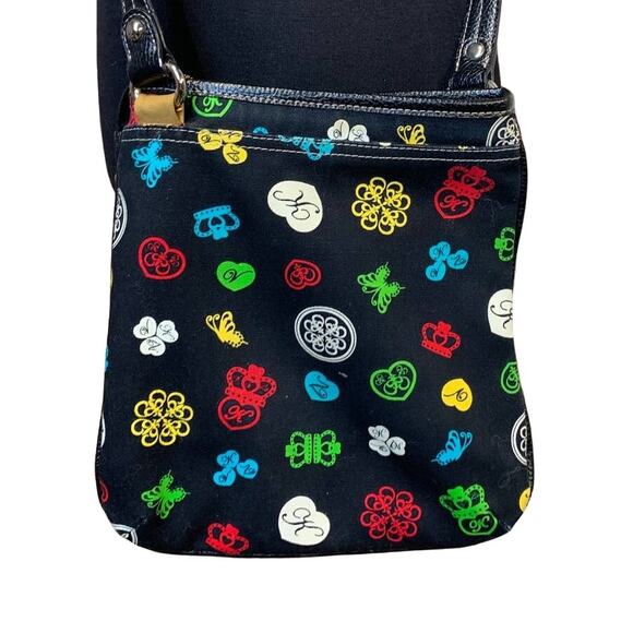 Kathy Van Zeeland Black Canvas Crossbody Purse Lots of Zip Pockets Keychain - Picture 5 of 6